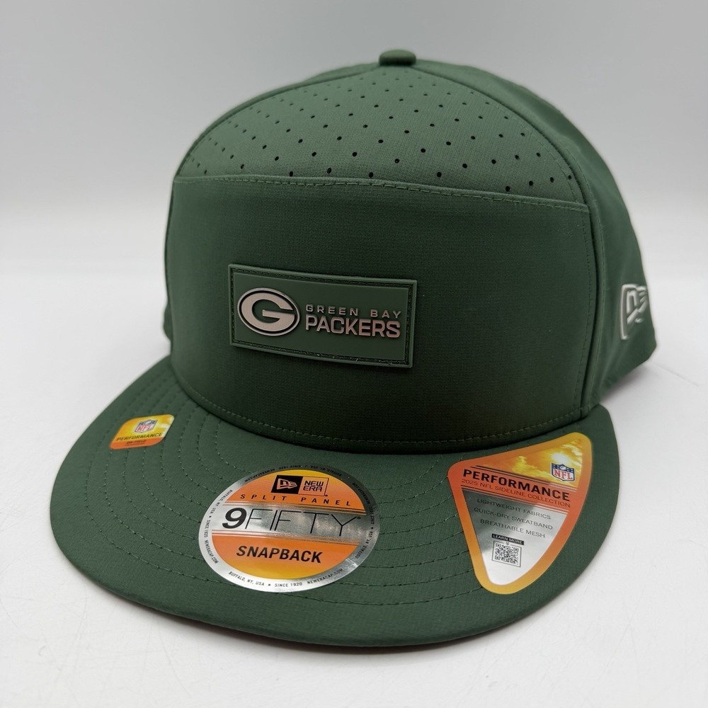 New Era 9Fifty Green Bay Packers 2025 Sideline Hat Cap Split Panel Snapback NFL